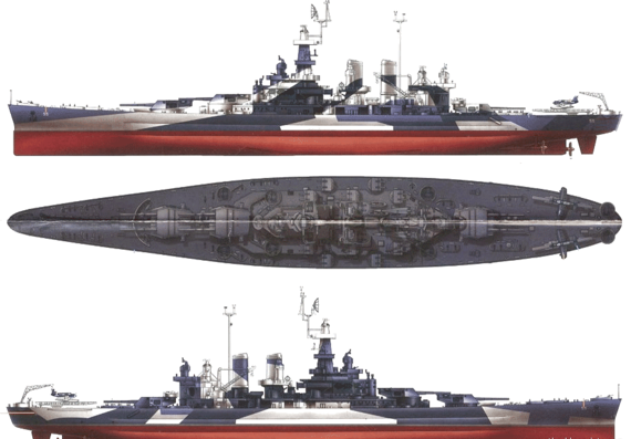 USS BB-55 North Carolina [Battleship] (1944) - drawings, dimensions, figures